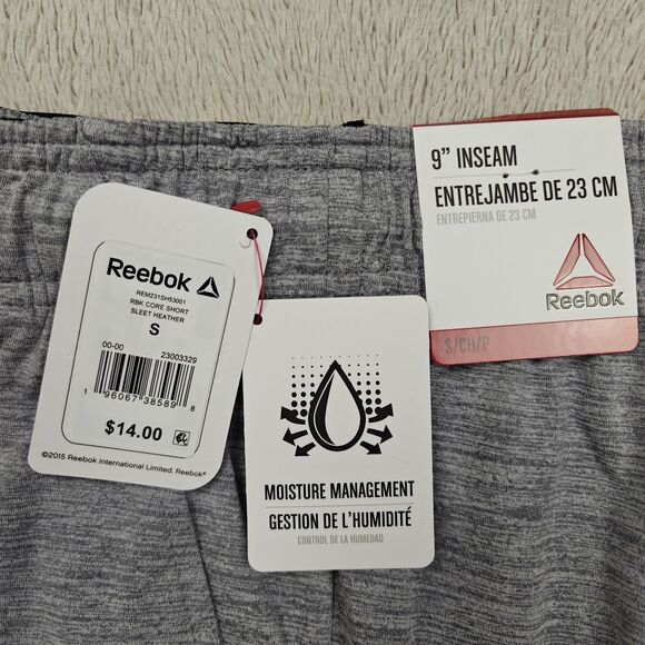 Reebok Core Shorts 9" Men's S Gray Athletic Gym Drawstring Pockets NWT - Picture 2 of 4